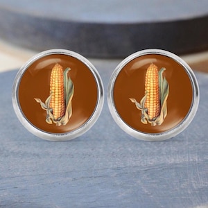 Corn Stud Earrings, Fall Earrings, Harvest Necklace, Autumn Jewelry, Dangle Earrings, Clip on Earrings