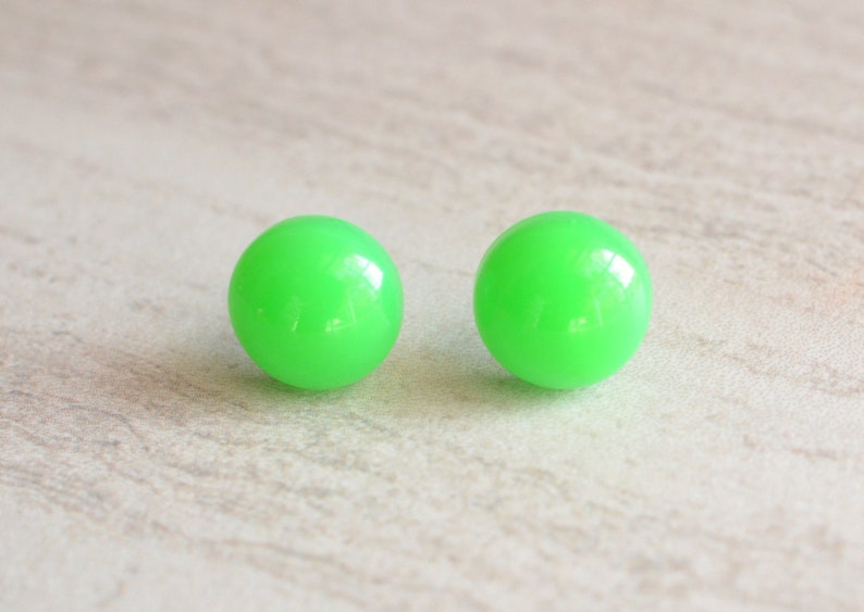 Neon Yellow Stud Earrings Lucite Post Earrings Gift for Woman Etsy