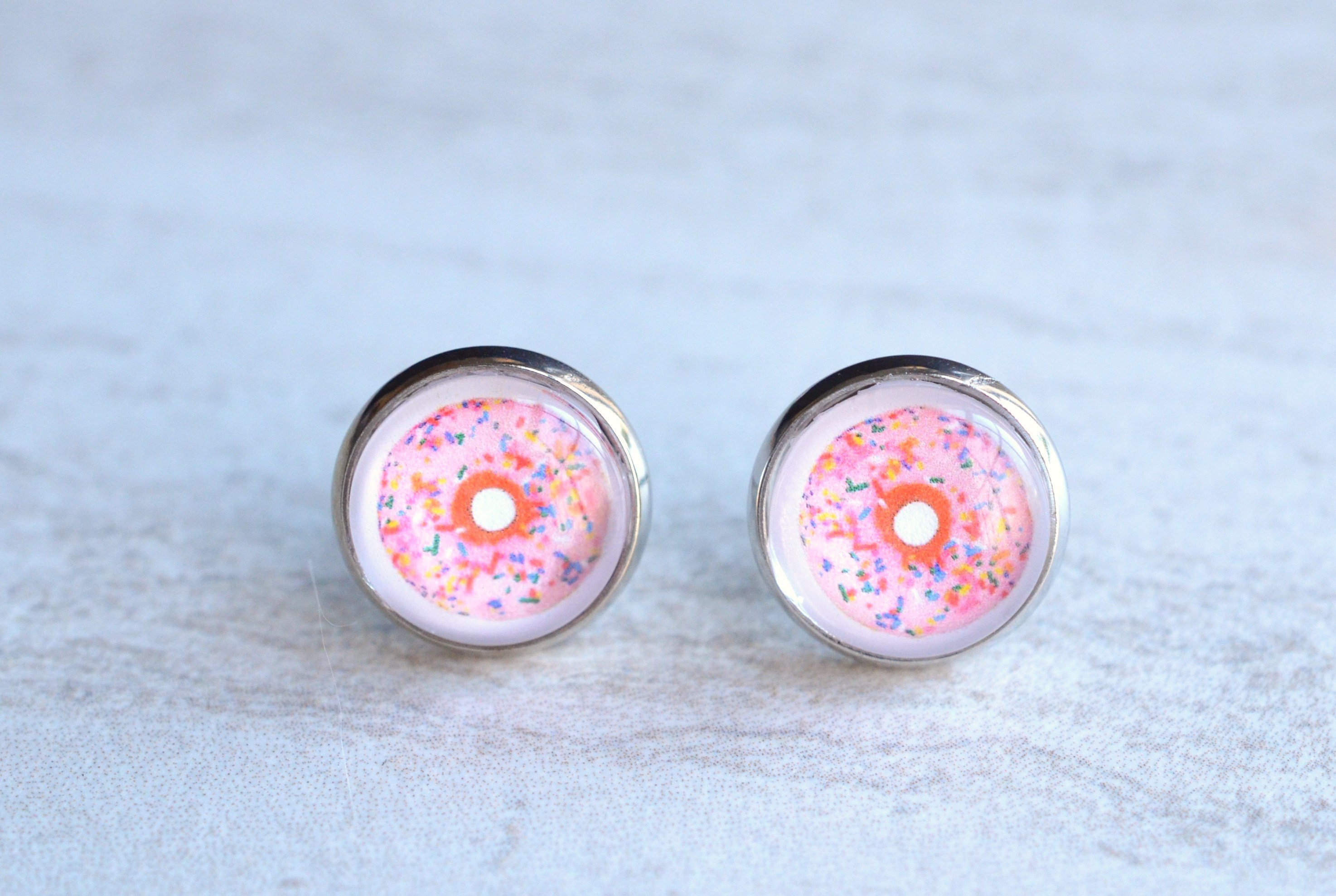 Donut Stud Earrings Donut Jewelry Breakfast Earrings Foodie Etsy