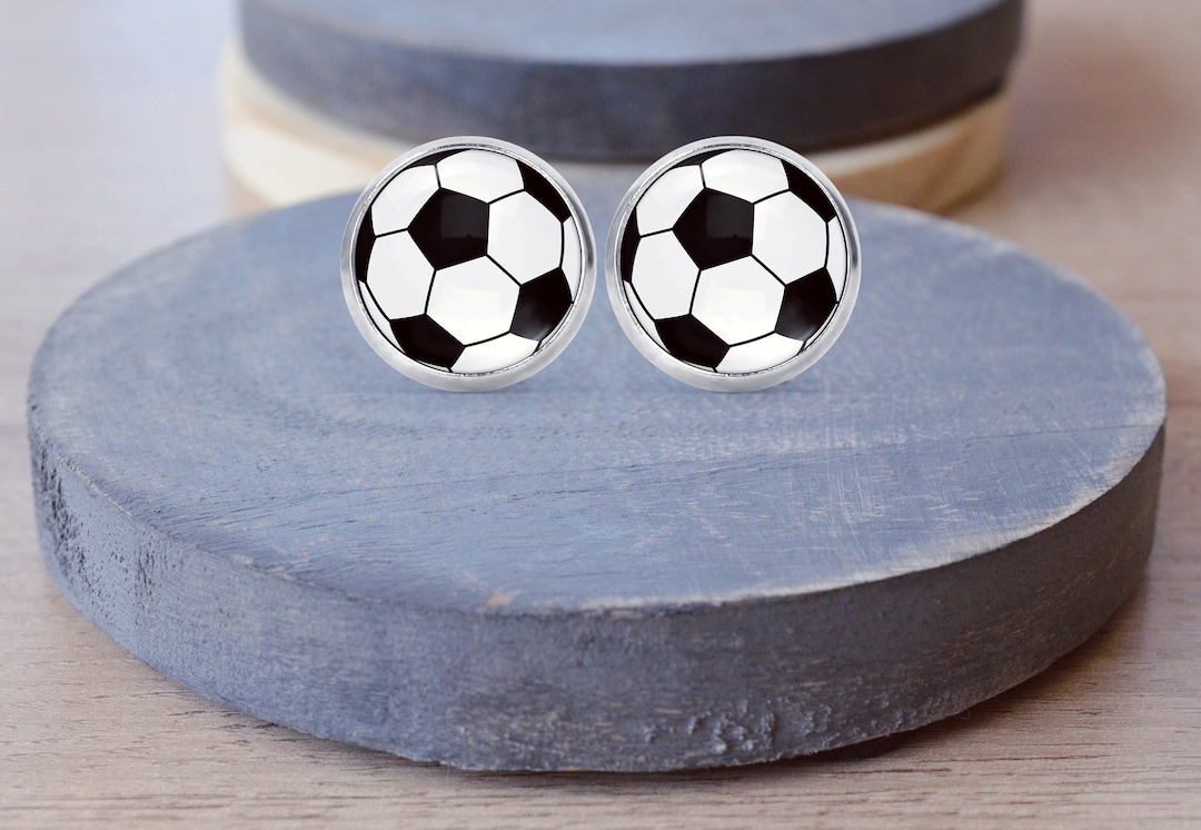 3D Soccer Ball Stud Earrings