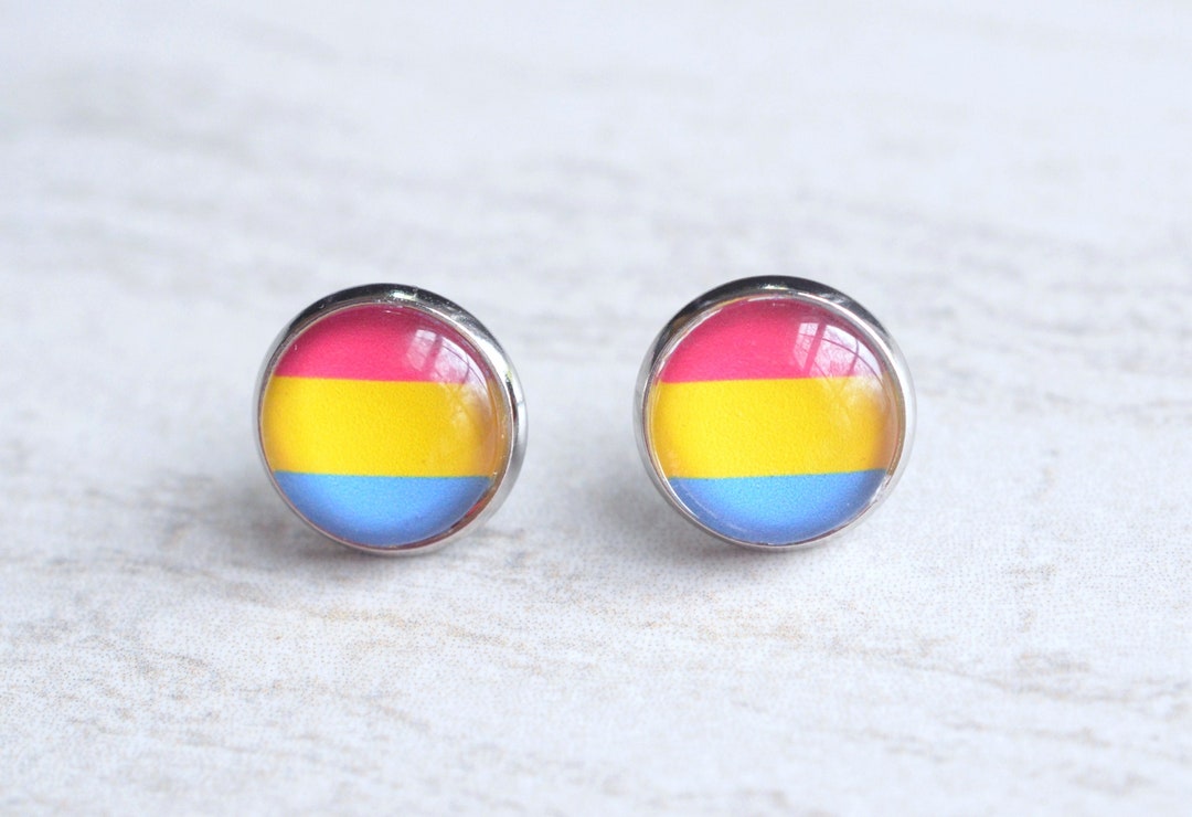 Pansexual Stud Earrings Pansexual Flag Pansexual Jewelry Etsy