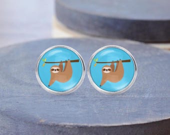 Sloth Stud Earrings, Sloth Necklace, Sloth Jewelry, Sloth Gift, Dangle Earrings