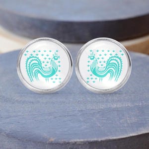 Butterprint Rooster Stud Earrings, Pyrex Necklace, Pyrex Earrings, Dangle Earrings, Gift For Her