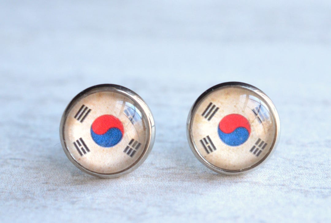 South Korea Flag Earrings, South Korea Necklace, South Korean Jewelry ...