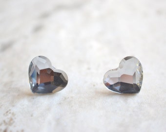 Clear Heart Stud Earrings Crystal Post Earrings Crystal Studs Bridesmaid Gifts