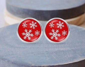 Snowflake Stud Earrings, Christmas Earrings, Snowflake Necklace, Holiday Earrings, Dangle Earrings