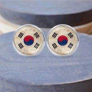 South Korea Flag Earrings, South Korea Necklace, South Korean Jewelry, Cuff Links, Key Chain
