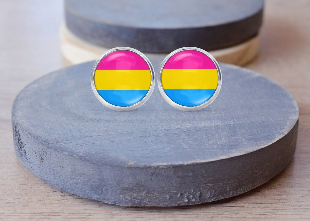 Pansexual Flag Stud Earrings, Pansexual Necklace, Pansexual Jewelry