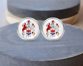 Custom Family Crest Earrings, Coat of Arms Gift, Cuff Links, Key Chain