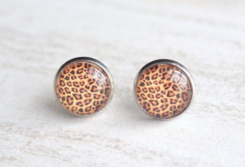 Leopard Print Necklace Animal Print Necklace Leopard Stud Etsy