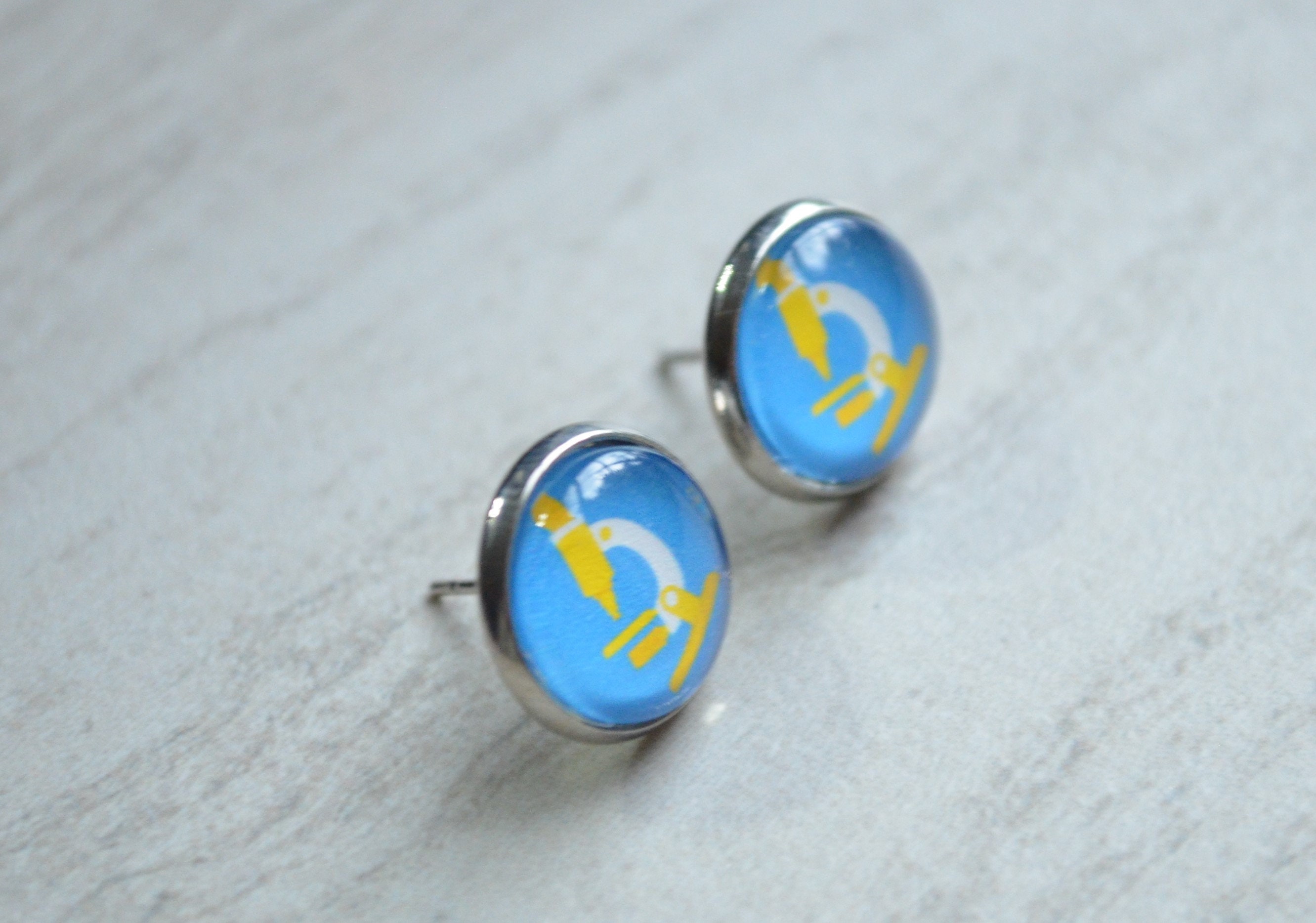 Microscope Stud Earrings Science Post Earrings Gifts for Etsy