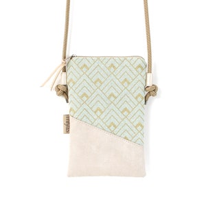 Handytasche zum Umhängen "JESSY" / Handytasche mit Kordel, Umhängetasche, Crossbody Handytasche, Festivaltasche/Vegan, Kunstleder, Gold