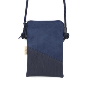 Handytasche zum Umhängen "FENDA"/ Handytasche mit Kordel, Umhängetasche Handy, Crossbody Handytasche / Vegan,Kunstleder,Dunkelblau,Fischgrat