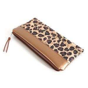 Federmäppchen "JUNGLE"/Mäppchen, Stifteetui, Stiftetasche, Kosmetiktasche, Federmappe/vegan, Kunstleder, Bronze, Leomuster, Wachstuch innen