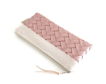Pencil case "OLANDY"/pencil case, pencil case, pen bag, cosmetic bag/vegan, faux leather, rose metallic, mother of pearl, oilcloth inside