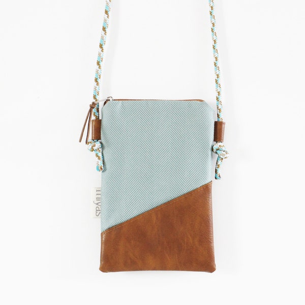 Mobile phone shoulder bag "TURKEY" / phone bag, crossbody bag, phone case, party bag, case /vegan, faux leather cognac brown, turquoise, cell phone cord