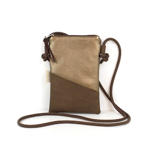 Handytasche zum Umhängen "CORDULA" / Handytasche mit Kordel, Umhängetasche Handy, Crossbody Handytasche, Festival / Vegan, Kunstleder, Braun