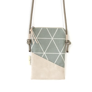 Handytasche zum Umhängen "LISA/ Handytasche mit Kordel, Umhängetasche Handy, Crossbody Handytasche, Festival /Vegan, Kunstleder, Creme, Mint