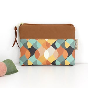 Geldbörse "TWIGGY" / Geldbeutel, Geldtasche, Portemonnaie, Brieftasche, Börse, Purse / Vegan, Kunstleder, Cognac