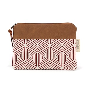 Geldbörse "GRACE" / Geldbeutel, Geldtasche, Portemonnaie, Brieftasche, Börse, Purse / Vegan, Kunstleder, Braun, Weinrot