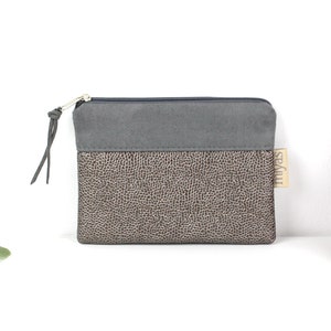 Geldbörse "DINJA" / Geldbeutel, Geldtasche, Portemonnaie, Brieftasche, Börse, Purse / Vegan, Kunstleder, Grau, Metallic