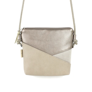 Umhängetasche "BINE" / Festivaltsche, Crossbody Tasche, Schultertasche, Handtasche, Tasche klein / Vegan, Kunstleder, Beige, Graphisch