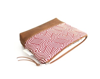 Cosmetic bag "KAIA" / make-up bag, make-up bag, toiletry bag, pouch, case / vegan, faux leather tobacco brown, red, white, oilcloth inside