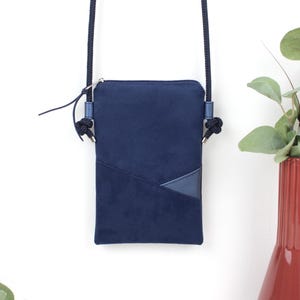 Borsa per cellulare "MARION" / Borsa per cellulare con cordino, borsa a tracolla, borsa a tracolla per cellulare/Vegan, similpelle scamosciata, blu