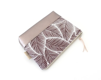 Cosmetic bag "BONNY"/make-up bag, make-up bag, necessaire, bag/vegan, artificial leather, purple, lilac, leaves, oilcloth inside