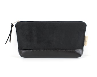 Pencil case "WINKY"/ pencil case, pencil case, pencil case, case, bag/vegan, faux leather, imitation suede, black, oilcloth inside
