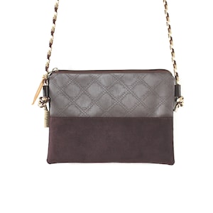 Umhängetasche "ALBA"/ Festivaltasche, Crossbody Tasche, Umhängetasche klein, Schultertasche / Vegan, Kunstleder, Braun, Wildlederimitat