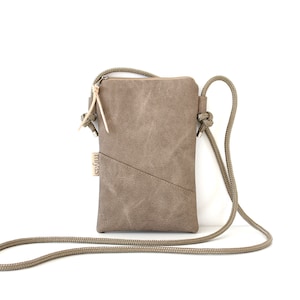 Mobile phone bag for hanging "TORY" / mobile phone bag with cord, shoulder bag, crossbody mobile phone bag, festival bag/vegan, faux leather, taupe