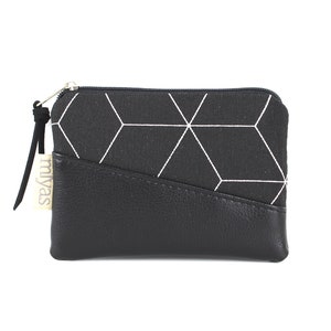 Mini-Geldbörse, Geldbeutel, Portemonnaie, Schlüsseletui, Etui / Vegan, Schwarz
