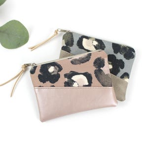 Mini portafoglio, borsetta, portachiavi, marsupio / vegano, stampa leopardata