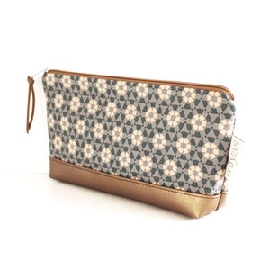 Astuccio "FLOW"/astuccio portapenne, astuccio portapenne, pochette, borsa/vegano, finta pelle bronzo, interno in tela cerata, retrò, verde