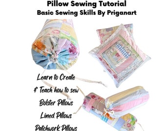 Pillow Sewing Tutorial, Basic Sewing Skills Tutorial, PDF Tutorial, Instant Download