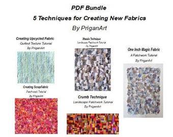 PDF Bundle of 5 Techniques for Creating New Fabrics, PDF Tutorials, Instant Download