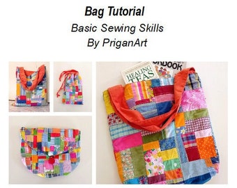 Bag Tutorial, Basic Sewing Skills Tutorial, PDF Tutorial, Instant Download