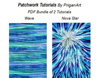 PDF Bundle of 2 Wave Landscape Patchwork Tutorials, PDF Tutorials, Instant Download