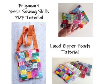 Lined Zipper Pouch Sewing Tutorial: Basic Skills PDF (Instant Download)