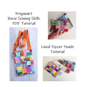 Lined Zipper Pouch Tutorial, Basic Sewing Skills Tutorial, PDF Tutorial, Instant Download