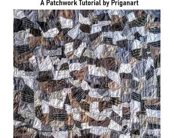 Mosaic Patchwork Fabric Art Quilting Tutorial, PDF Tutorial, Instant Download