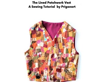 Gevoerd omkeerbaar patchworkvest naai-tutorial, pdf-zelfstudie, direct downloaden