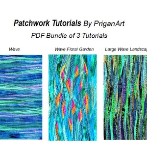 PDF Bundle of 3 Wave Landscape Patchwork Tutorials, PDF Tutorials, Instant Download