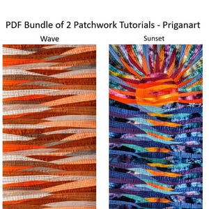 Wave Landscape Patchwork Tutorials PDF Bundle: Sewing Art Technique (Digital Download)