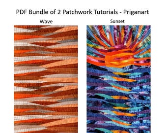 Wave Landscape Patchwork Tutorials PDF Bundle: Sewing Art Technique (Digital Download)