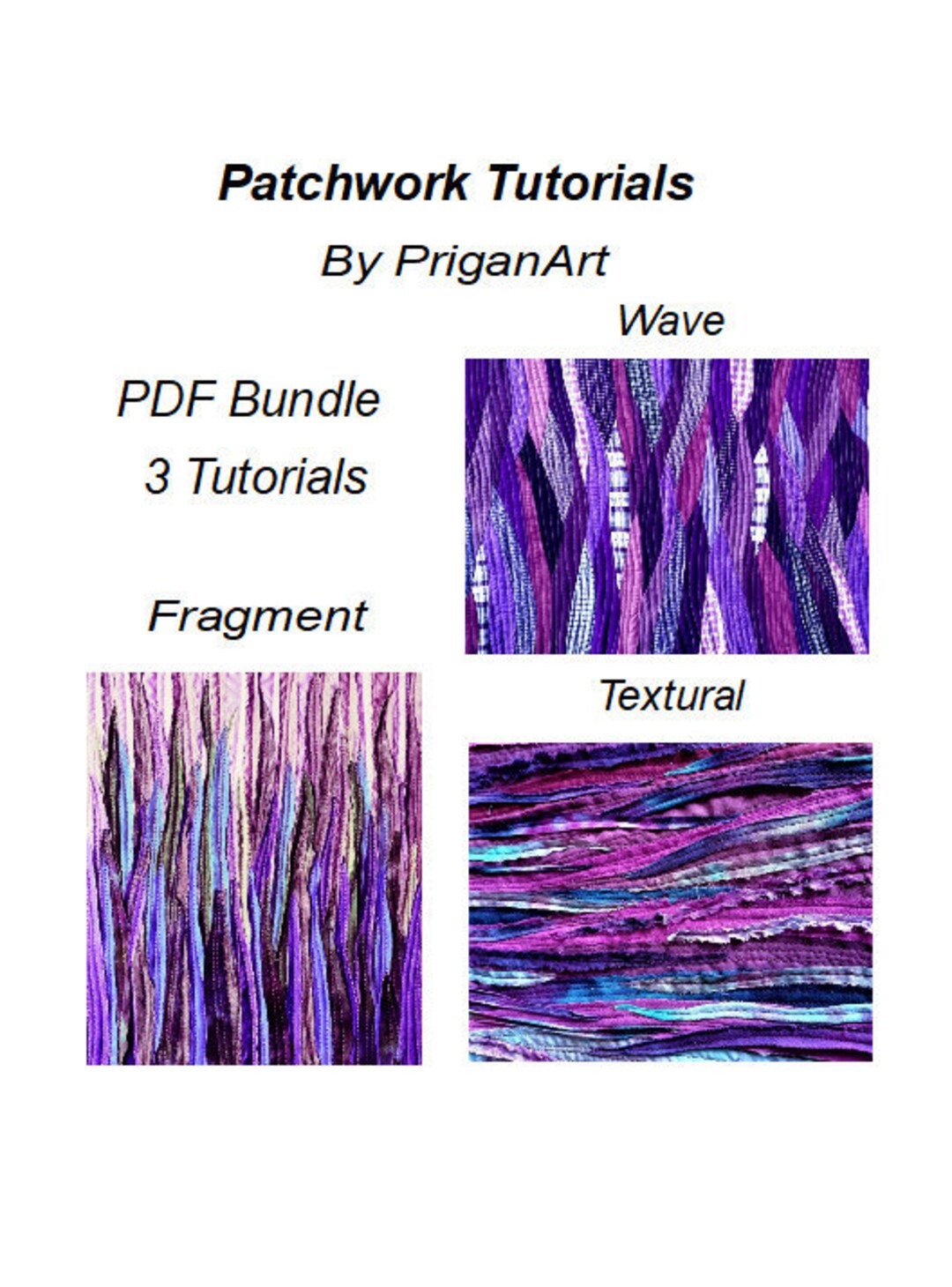 textural technique, landscape patchwork tutorial, pdf... Landscape Patchwork Tutorials: 3 PDF Sewing Techniques (digital ...