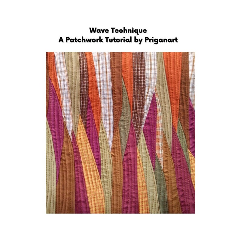 Wave landscape patchwork art quilt tutorial a picture of a quilt in orange burgundy brown and beige