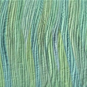 Lime Cream wave landscape patchwork art quilt