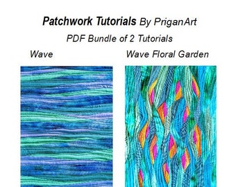 PDF Bundle of 2 Wave Landscape Patchwork Tutorials, PDF Tutorials, Instant Download